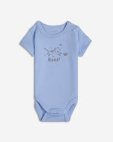 Set of 3 soft cotton baby bodysuits with playful animal prints